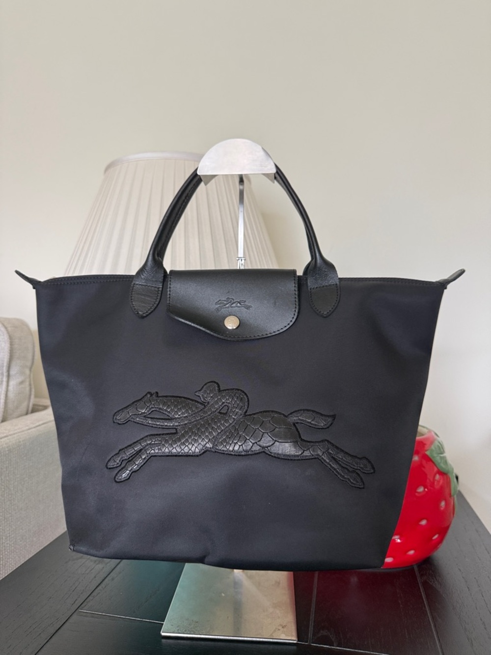 Longchamp pillage Embossed Running Horse tote EUC